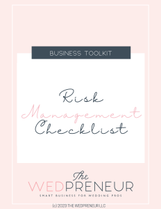 Cover of Risk Management Checklist Download from the Wedpreneur